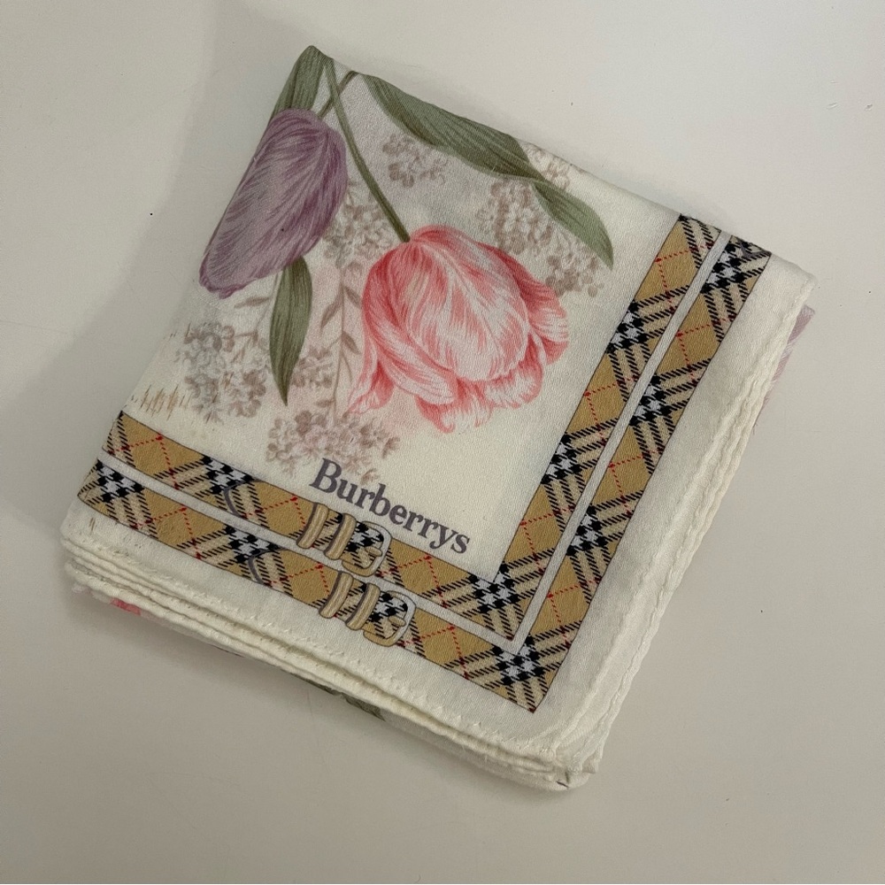 Vintage Burberrys of London Floral Silk-Cotton Handkerchief